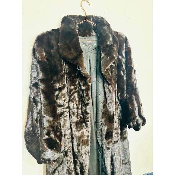 Revillon Paris Brown Black Vintage 70s Genuine Mink Fur Full Length Coat - Picture 14 of 14